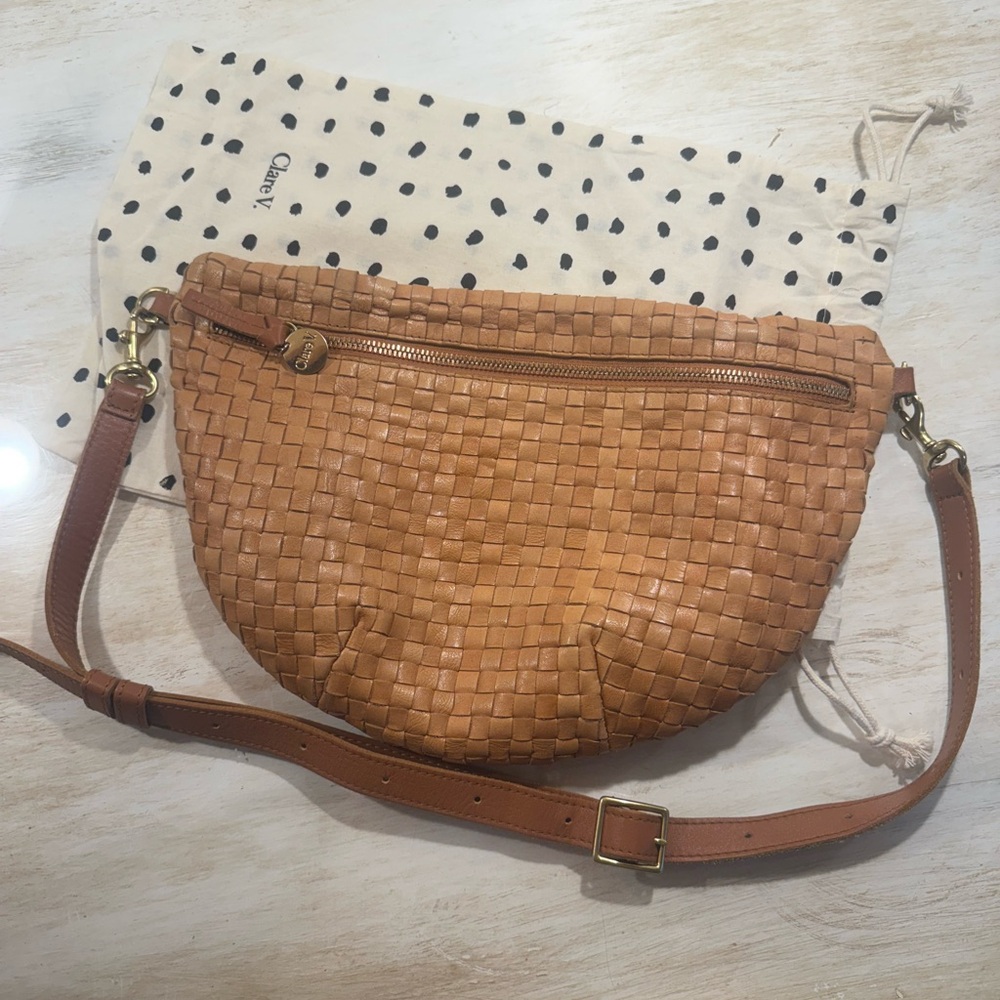 Clare V Natural Woven Checker Grande Fanny